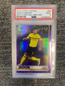 2018 TOPPS CHROME Jadon Sancho #86 UEFA Champions League Purple Refractor PSA 9 - Picture 1 of 1