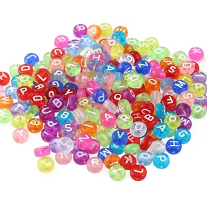7MM Translucent White Letter, Mixed Alphabet Acrylic Beads - Picture 1 of 5