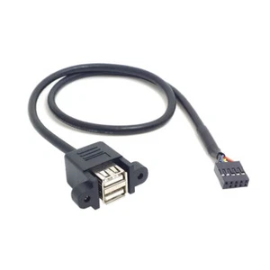 0.5m Stackable Dual USB 2.0 A Type Female to Motherboard 9 Pin Header Cable - Picture 1 of 4