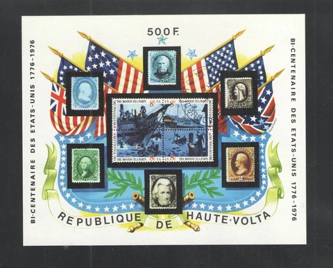 1975 BURKINA FASO { US BICENTENNIAL } SCOTT # 358 SOUVENIR SHEET USED Cover
