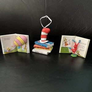3 Dr. Seuss Book Ornaments Fox In Socks Oh The Places You’ll Go Cat In The Hat - Picture 1 of 11
