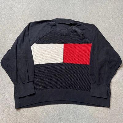 Tommy Hilfiger Suéter Mujer XL Azul Gamuza Largo Clásico Cuello Redondo Preppy Adulto Foto 1 de 4