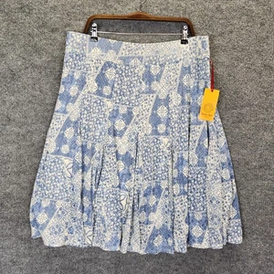 Ruby Rd Skirt Women's XL Blue White Pleated Floral Pattern NWT - Picture 1 of 9