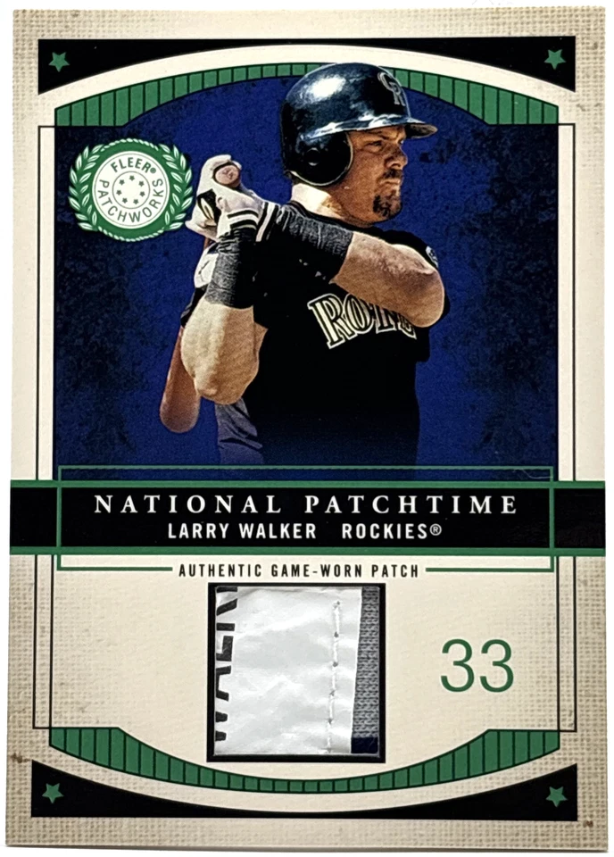 2003 Fleer Patchworks - Larry Walker - GU Laundry Tag Patch /100  Rockies Read - Image 1 of 2