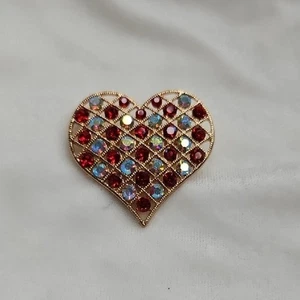 Broche Corazón Estrás Rojo AB Estilo Retro Prendedor Estrás Brillante Elegante Nuevo Sin Etiquetas - Imagen 1 de 6