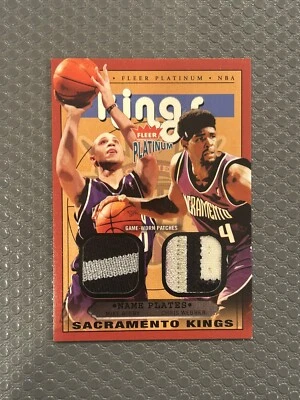 Fleer Chris Webber 2003 - Mike Bibby parche doble 3 colores juego usado Kings Platinum Foto 1 de 2