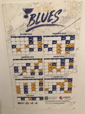 St. Louis Blues 2018-2019 18-19 Magnet Schedule Stanley Cup Season NHL Hockey Cover