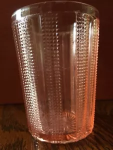 PINK DEPRESSION GLASSWARE Paneled English Hobnail Tumbler 4" Vintage - Picture 1 of 12