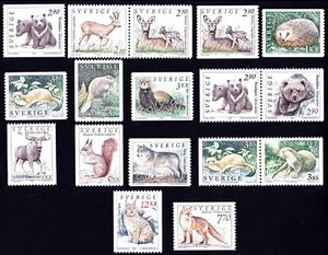 SWEDEN 1992 - 1996 WILD ANIMALS Sc 1920-1936 MNH COMPLETE SET - Picture 1 of 1