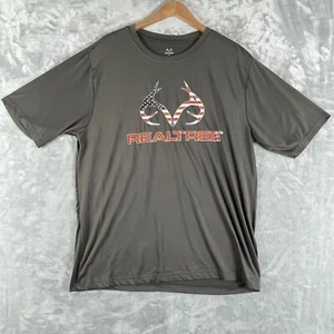 REALTREE T shirt, Men's L, Gray Tagless American Flag READ - Picture 1 of 12