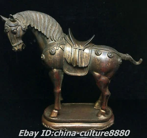 10,6 Zoll alte chinesische antike reine Bronze Dynastie Tier Krieg Pferd Erfolg Statue  - Bild 1 von 8