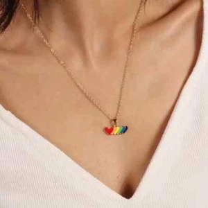 Collana Cuore Amore Colore Arcobaleno Nuova - Foto 1 di 2