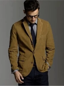 J. Crew Brown 3 Button Vintage Cord Corduroy Blazer Jacket Suit Coat Size L - Picture 1 of 7