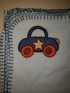 Blue Baby Connection Blanket Fleece Car Red Wheels Yellow Star Baby Blanket GUC - Picture 1 of 3