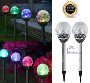 6 X Crack Ball Color Changing Solar Powered LED Outdoor Garden Pathway Outdoor - Picture 1 of 4