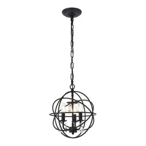 Living District Wallace 3-Light Mid-Century Metal Pendant in Matte Black/Clear - Picture 1 of 7