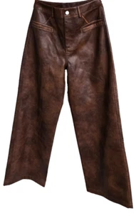 Anewsta Shein Womans Pants Sz USA 2 or 26 EU 36 Brown Wide Leg High Waisted NWT - Picture 1 of 16