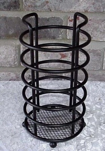 Utensil Holder Storage Black Metal Cutlery Counter Top Kamenstein 8 1/2" Tall - Picture 1 of 6