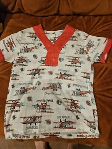 1950'S? Vintage Boys Pajama Top . Vintage Airplanes - Picture 1 of 3