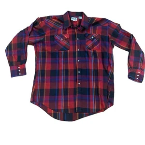 Vintage Ely Cattleman Size XL Pearl Snap Plaid Shirt Western Wrangler RN14119 - Picture 1 of 18