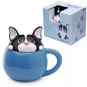 Frenchie French Bulldog Dog Collectible Lidded Mug NIB Designed in UK - Picture 1 of 1
