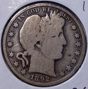1892 S Barber Half Dollar - Picture 1 of 2
