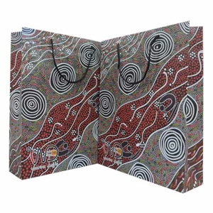 Warrina Designs Aboriginal Design Paper Gift Bag with lace handles 36 cm x 28 cm - Picture 1 of 3