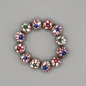 Augapfel Glasperlen gruselig Halloween Blutunterlauf Armband erhabene Details Unikat - Bild 1 von 7