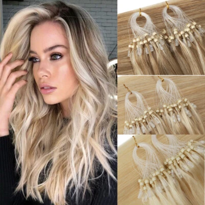 Extensiones de cabello micro anillo micro cuentas punta de bucle cabello humano real resaltar ombre Foto 1 de 4
