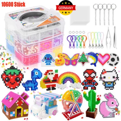 10600Stück Bügelperlen Set, Steckperlen mit Aufbewahrungsbox,Bügelperlen Platten - Bild 1 von 4