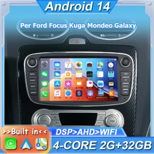 7''Autoradio DVD&CD Per Ford Focus Kuga Mondeo Galaxy Android 14 GPS Navi 2+32GB - Foto 1 di 17
