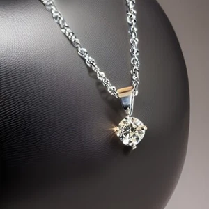 Solitaire Diamond Necklace 18ct in White Gold  0.50ct Pendant HM 1/2ct F VS - Picture 1 of 11