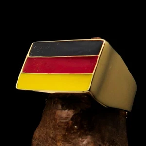 GERMAN FLAG RING, RECTANGLE SHAPED, MENS COSTUME RING FLAG OF GERMANY SIZE 9.5 - Picture 1 of 6