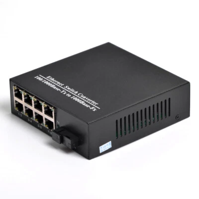 1pc 10/100/1000Mbps Fiber Optic Ethernet Media Switch Converter 8RJ45 1SC A Side - Image 1 of 4