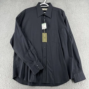 Luciano Barbera Shirt Mens 44 17.5 Black Slim Fit Button Up Dress Made Italy NWT - Picture 1 of 15