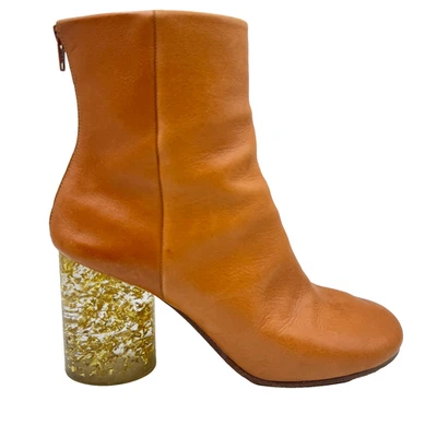 Maison Margiela Beige GOLD LEAF Resin Clear Heel Boots Nude Novelty Heels 6.5 - Image 1 of 4