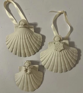 Vintage Margaret Furlong Engel Muschel Ornamente 3 Stück - Bild 1 von 16