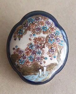 Large Antique (Meiji 1868-1912) Japanese Satsuma Brooch Converted from Buckle - Picture 1 of 15