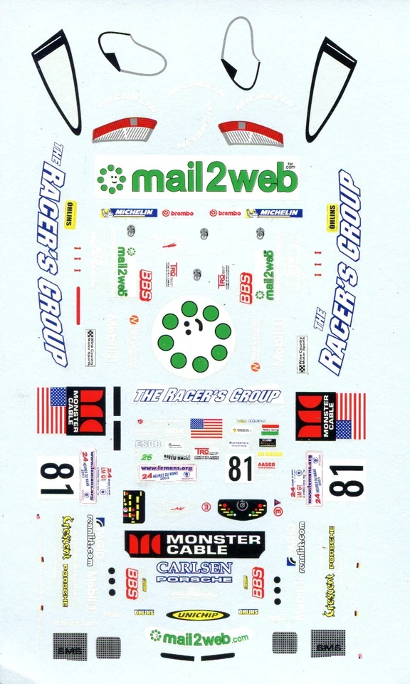 PORCHE 996 GT3 N° 81 LE MANS 2003 K. BUCKLER  RACER GROUP DECALS DECO' Mod  1/24 - Immagine 1 di 1