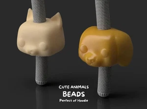 Pet Beads for Drawstring Decor - 3D Printed Dog and Cat Charms (4 Pack) - Picture 1 of 5