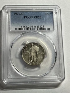 1927 S STANDING LIBERTY QUARTER PCGS VF20 NICE ORIGINAL KEY DATE - Picture 1 of 4