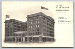Hotel Davenport Davenport Iowa Vintage Postkarte 1907 feuerfestes Gebäude - Bild 1 von 2