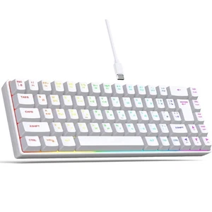 68-Key Color Lighting Game Keyboard Ergonomic Membrane Keyboard Typewriter - Picture 1 of 10