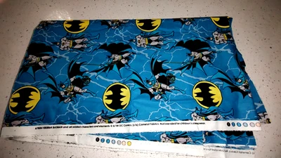 Batman Fabric by Camelot DC Comics Blue Background 35" x 71" (Almost 2 yds) - Image 1 of 2