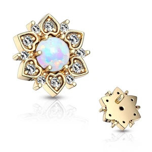 Piercing Microdermal Flor Opalita Blanco Chapado Oro - Imagen 1 de 1