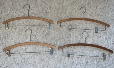 Falda Madera Perchas 16" MCM Lote de 4 Vintage Hipster Marrón Tostado 2 tienen muescas Foto 1 de 3