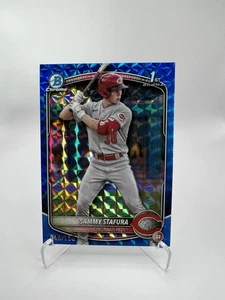 2025 Bowman Chrome Sammy Stafura 1st Blue Geometric Refractor #/150 REDS BCP-100 - Picture 1 of 2