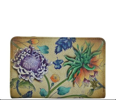 Women's Anuschka Leather Hand Painted "Caribbean Garden" Small Wallet Purse - Image 1 of 4