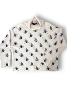 Skull Cashmere Skiing Skulls Cashmere Turtleneck Sweater Women’s Size Large NWT - Picture 1 of 13