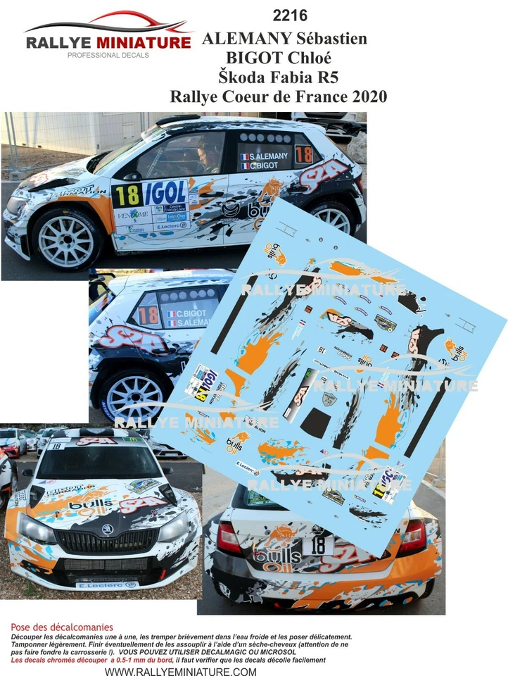 DECALS 1/24 REF 2216 SKODA FABIA ALEMANY RALLYE COEUR DE FRANCE 2020 RALLY - Image 1 of 1